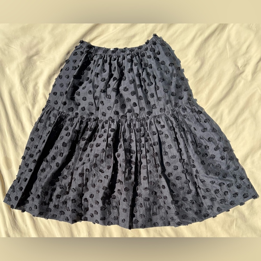 COREY LYNN CALTER *Anthropologie* Black French Dot Midi Skirt